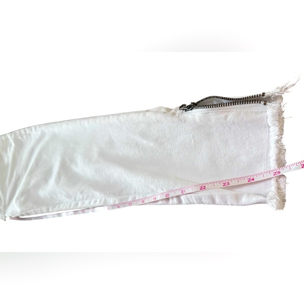 KanCan White Jeans Women’s Size 5/26 Mid Rise Skinny Zip Ankle Frayed Hem - Picture 11 of 12